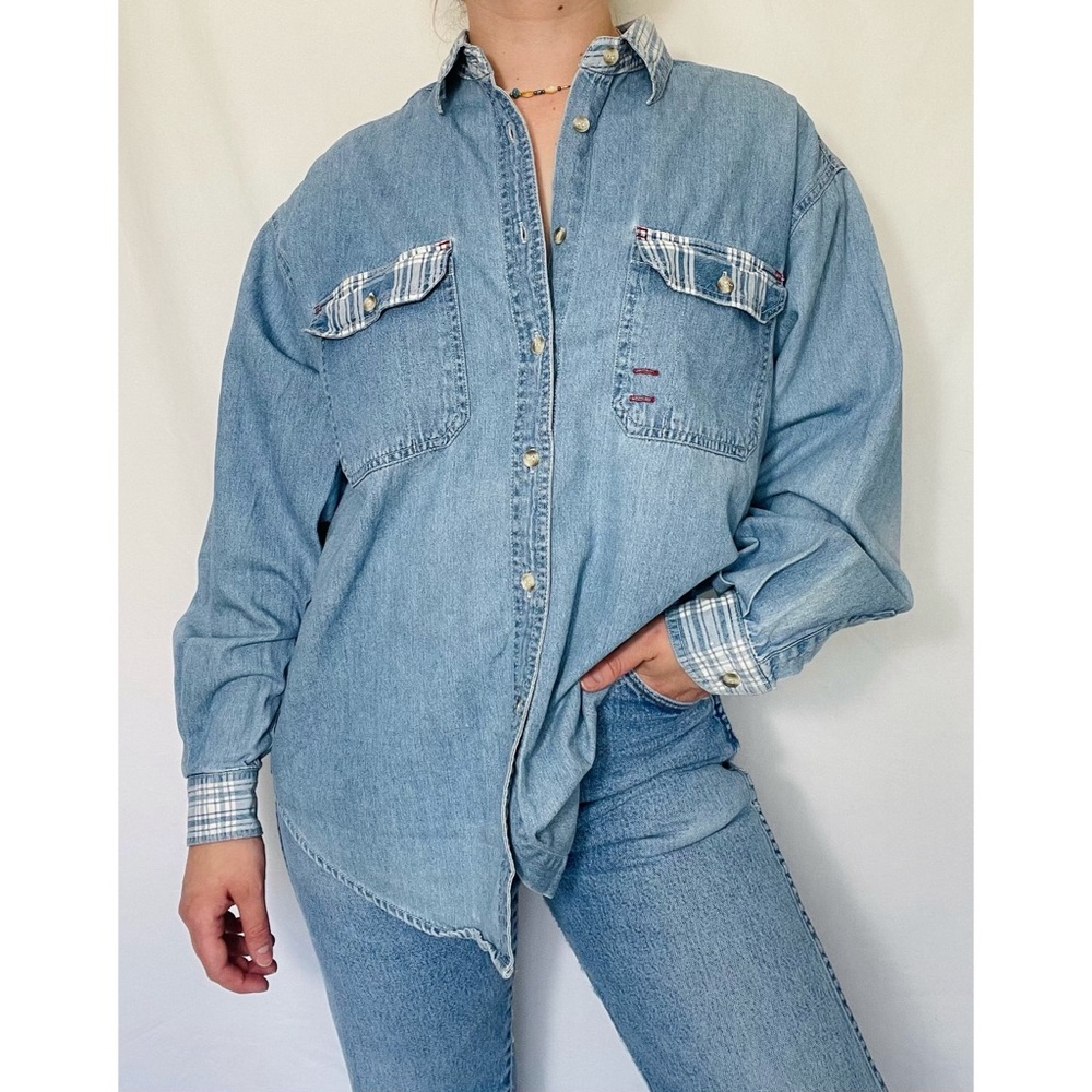 🌱5/$25🌱 Andrew’s Blues | Vintage 90s Blue Denim Western Button-Down Shirt